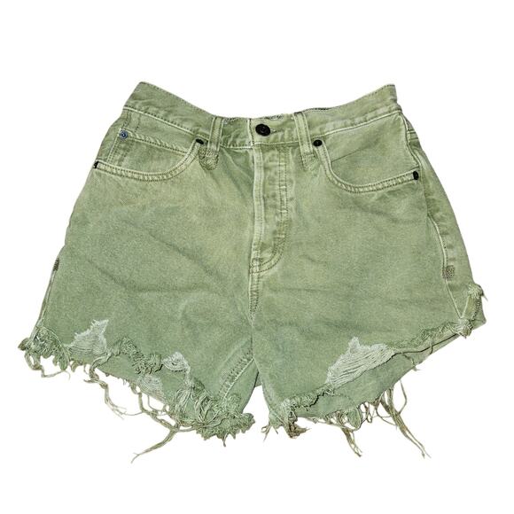Free People We The Free Shorts Size 24 Green Cutoff Denim Distressed (655) - Picture 1 of 7